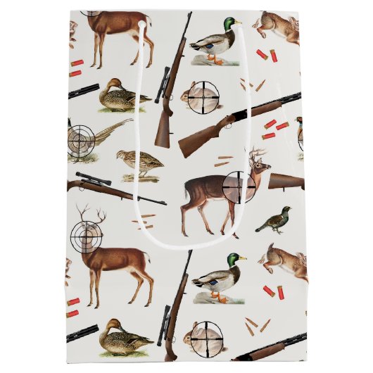 Hunting Wildlife Outdoorsman Pattern Medium Cadeauzakje (Achterkant)
