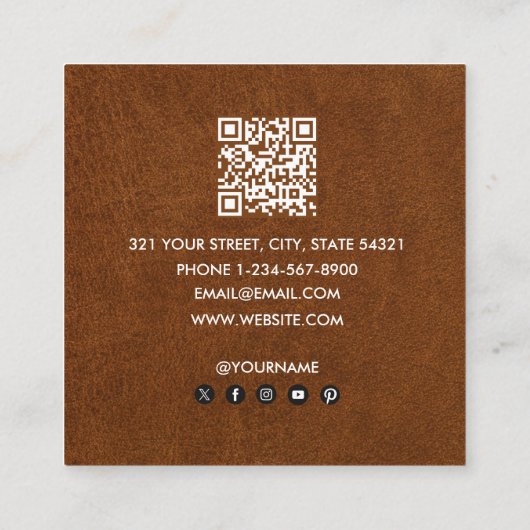 Hunting Wildlife Outdoorsman QR Code Social Media Vierkante Visitekaartje (Achterkant)