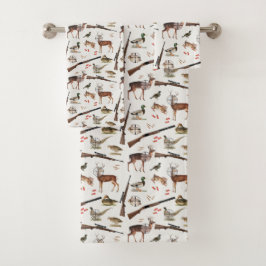 Hunting Wildlife Outdoorsman Theme Bad Handdoek
