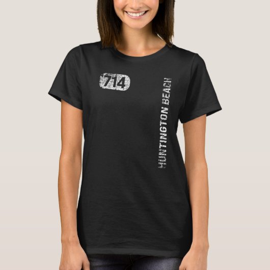 Huntington Beach California 714 Area Code  T-shirt (Voorkant)