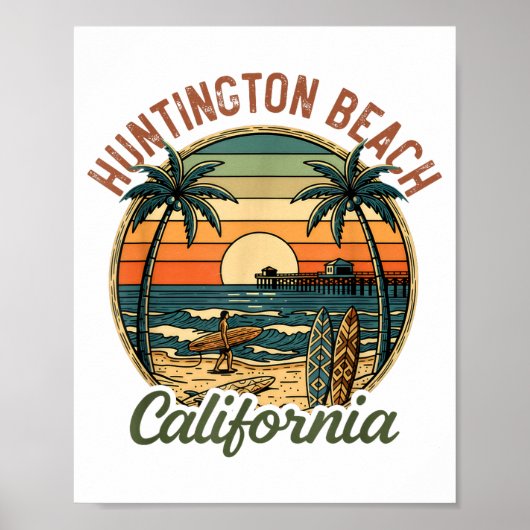 Huntington Beach California Los Angeles Surfer Vin Poster (Voorkant)