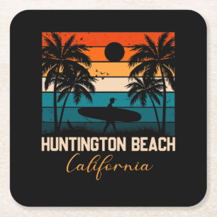 Huntington Beach California Palms Vacation Trip Kartonnen Onderzetters
