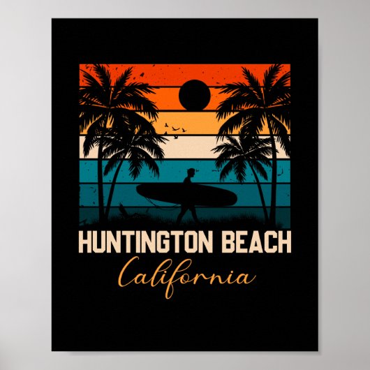 Huntington Beach California Palms Vacation Trip Poster (Voorkant)