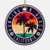 Huntington Beach California Retro Palm Trees 60s Keramisch Ornament (Voorkant)