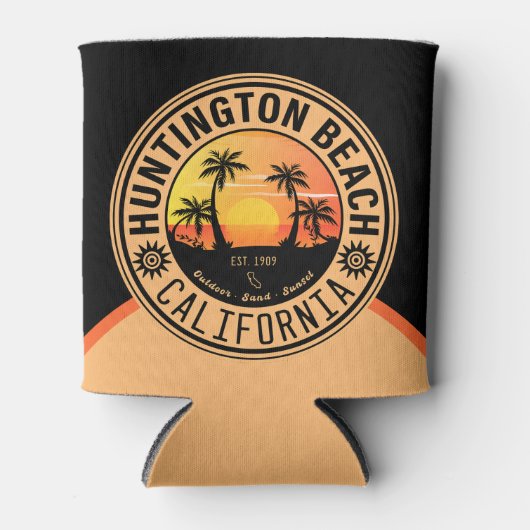 Huntington Beach California Retro Sunset 60s Blikjeskoeler (Voorkant)