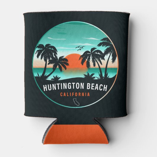 Huntington Beach California Retro Sunset Souvenirs Blikjeskoeler (Voorkant)