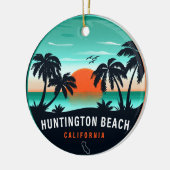 Huntington Beach California Retro Sunset Souvenirs Keramisch Ornament (Links)