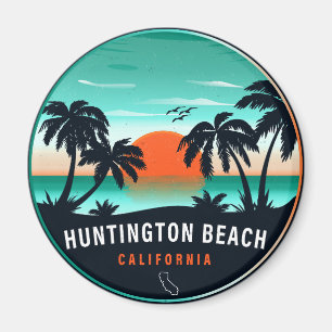 Huntington Beach California Retro Sunset Souvenirs Magneet