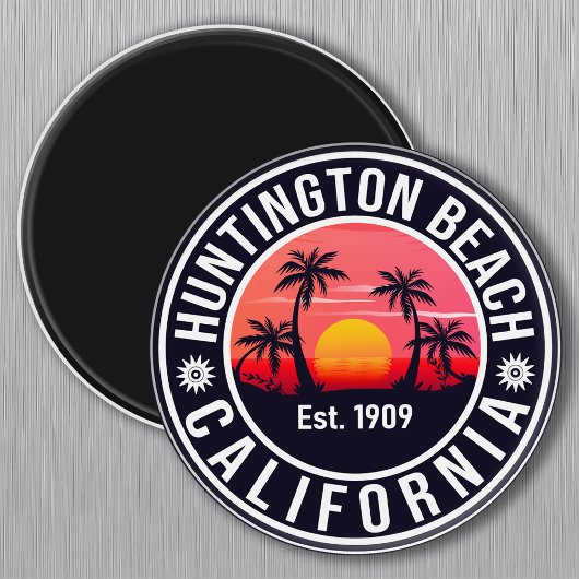 Huntington Beach California Retro Sunset Souvenirs Magneet