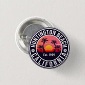 Huntington Beach California Retro Sunset Souvenirs Ronde Button 3,2 Cm (Voorkant /achterkant)