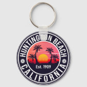 Huntington Beach California Retro Sunset Souvenirs Sleutelhanger (Voorkant)