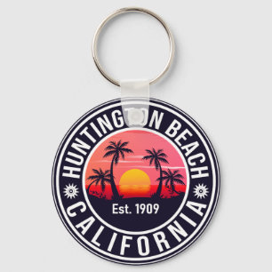 Huntington Beach California Retro Sunset Souvenirs Sleutelhanger