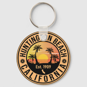 Huntington Beach California Retro Sunset Souvenirs Sleutelhanger