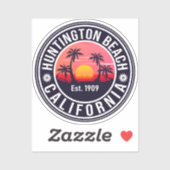 Huntington Beach California Retro Sunset Souvenirs Sticker (Vel)