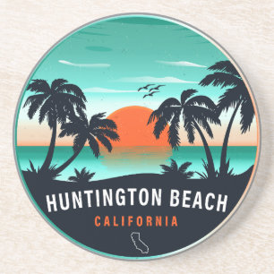 Huntington Beach California Retro Sunset Souvenirs Zandsteen Onderzetter