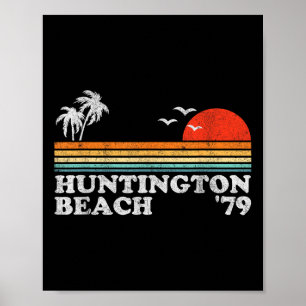 Huntington Beach California Retro Surfing Poster