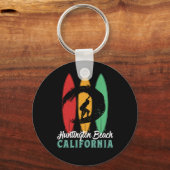 Huntington Beach California  Retro Surfing Sleutelhanger (Voorkant)