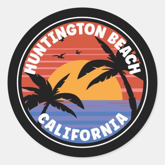 Huntington Beach California Sunset Classic Round S Ronde Sticker (Voorkant)
