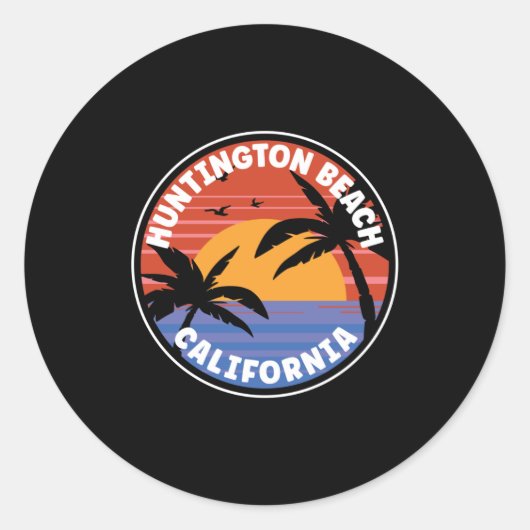 Huntington Beach California Sunset Ronde Sticker (Voorkant)