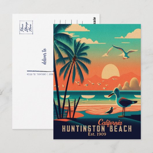 Huntington Beach California Sunset Souvenirs jaren Briefkaart (Voorkant / Achterkant)