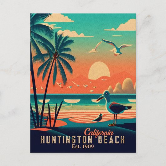 Huntington Beach California Sunset Souvenirs jaren Briefkaart (Voorkant)