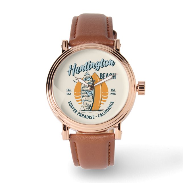 Huntington Beach California Surfer Paradise Horloge (Voorkant)