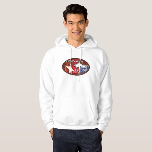 Huntington Beach California surfer wave hoodie (Voorkant volledig)