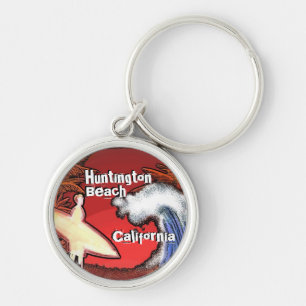Huntington Beach California surfer waves sleutelha Sleutelhanger