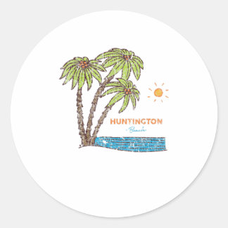 Huntington Beach, California Surfing Vi Ronde Sticker