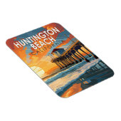 Huntington Beach California Travel Art Vintage Magneet (Rechterzijde)