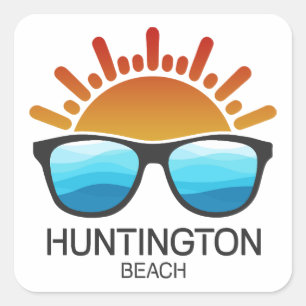 Huntington Beach California Zonnebril Vierkante Sticker
