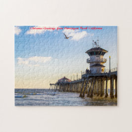 Huntington Beach Californië. Kerstgroeten Legpuzzel