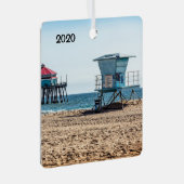 Huntington Beach, Californië, Metalen Ornament (Voorkant Rechts)