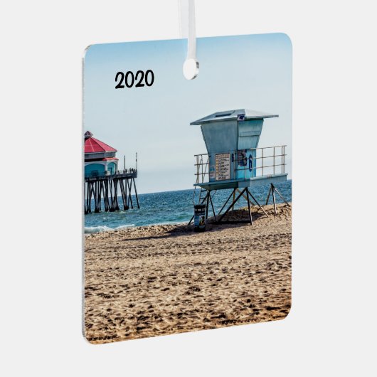 Huntington Beach, Californië, Metalen Ornament (Voorkant Rechts)