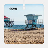 Huntington Beach, Californië, Metalen Ornament (Voorkant)