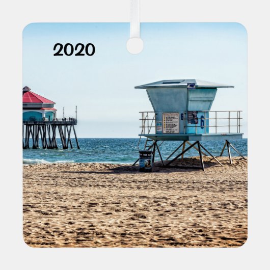 Huntington Beach, Californië, Metalen Ornament (Voorkant)