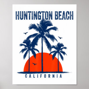 Huntington Beach Californië Oceaan Surfen Surfplan Poster