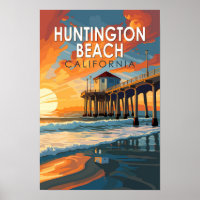Huntington Beach Californië Reis Kunst Vintage