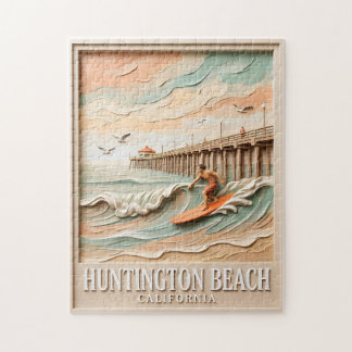Huntington Beach Californië Textuur Surfer Surfen Legpuzzel