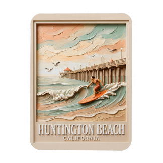 Huntington Beach Californië Textuur Surfer Surfen Magneet