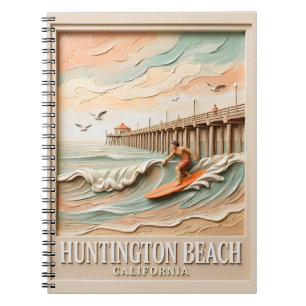 Huntington Beach Californië Textuur Surfer Surfen Notitieboek