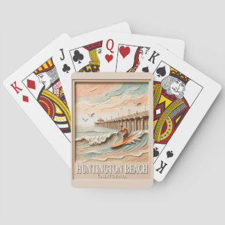 Huntington Beach Californië Textuur Surfer Surfen Pokerkaarten