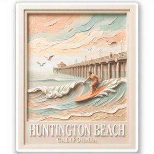 Huntington Beach Californië Textuur Surfer Surfen Sticker