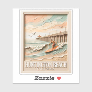 Huntington Beach Californië Textuur Surfer Surfen Sticker