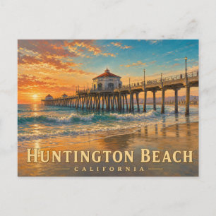 Huntington Beach Californië Vintage Reis Poster Briefkaart