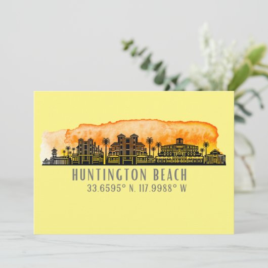 Huntington Beach City Silhouette Greeting Kaart (Staand voorkant)
