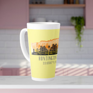 Huntington Beach City Silhouette Latte Mok