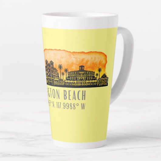 Huntington Beach City Silhouette Latte Mok (Rechterhoek)