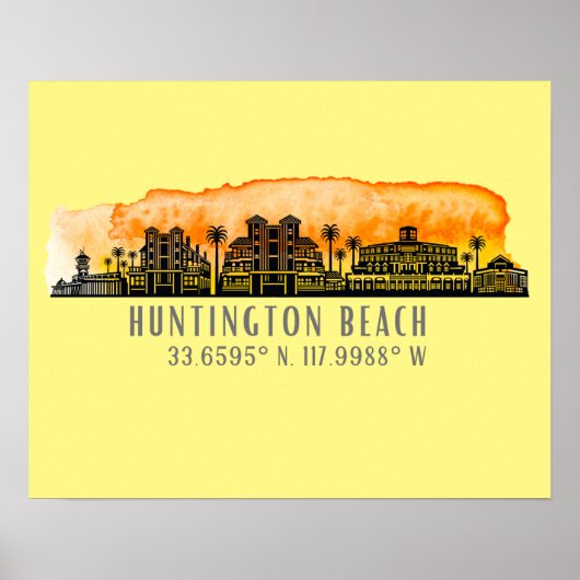 Huntington Beach City Silhouette Poster (Voorkant)