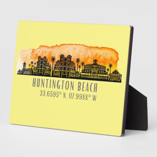 Huntington Beach City Silhouette Tabletop Fotoplaat (Zijkant)